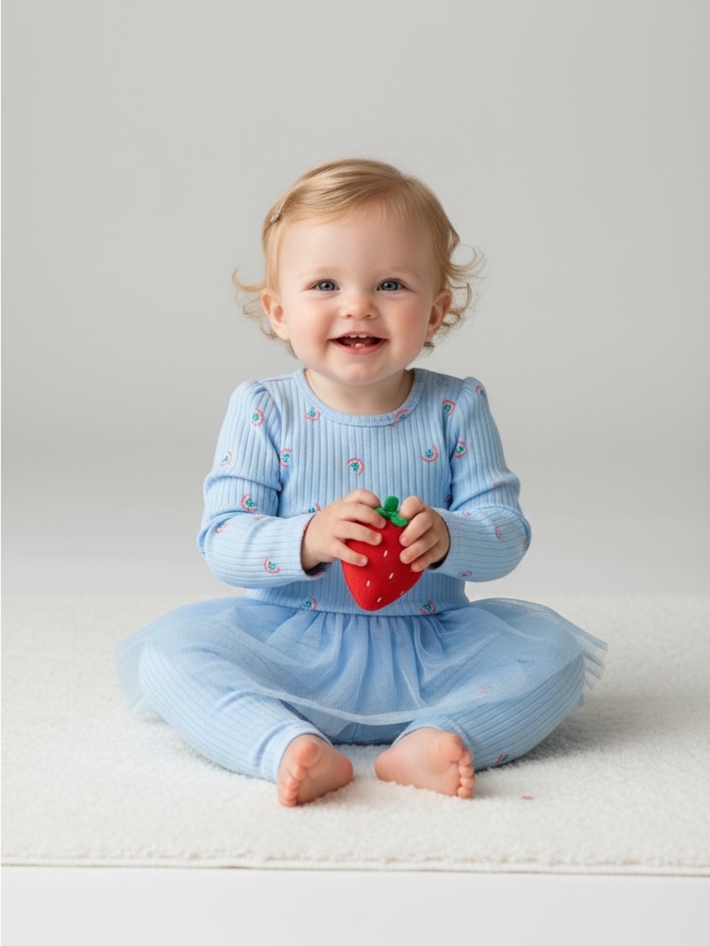 wonder nation Baby Blue Ribbed Rainbow Bodysuit And Tulle Skeggings Set - Picture 8 of 8